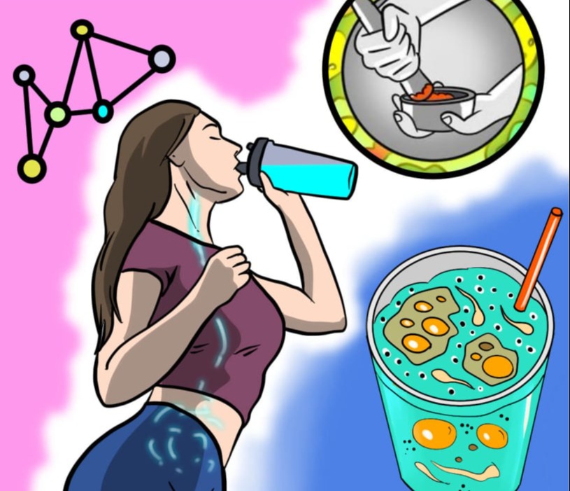 Woman drinking SleepLean supplement showing 63 pounds fat loss results through odd bedtime weight loss ritual